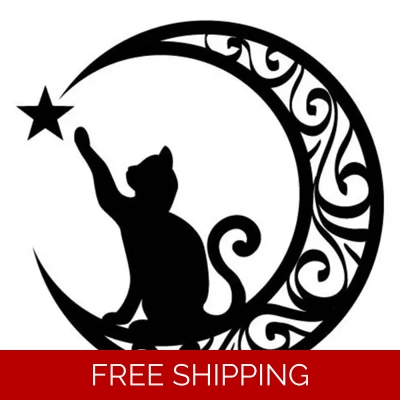 Celestial Cat sitting in moon touching stsar Die Cut Vinyl Decal sticker Celestial Cat sitting in moon touching stsar Die Cut Vinyl Decal sticker